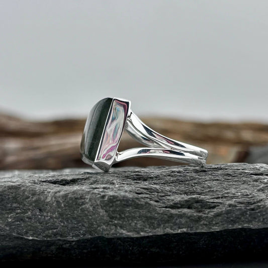 Blue Fire Labradorite Square set Ring Sz 8