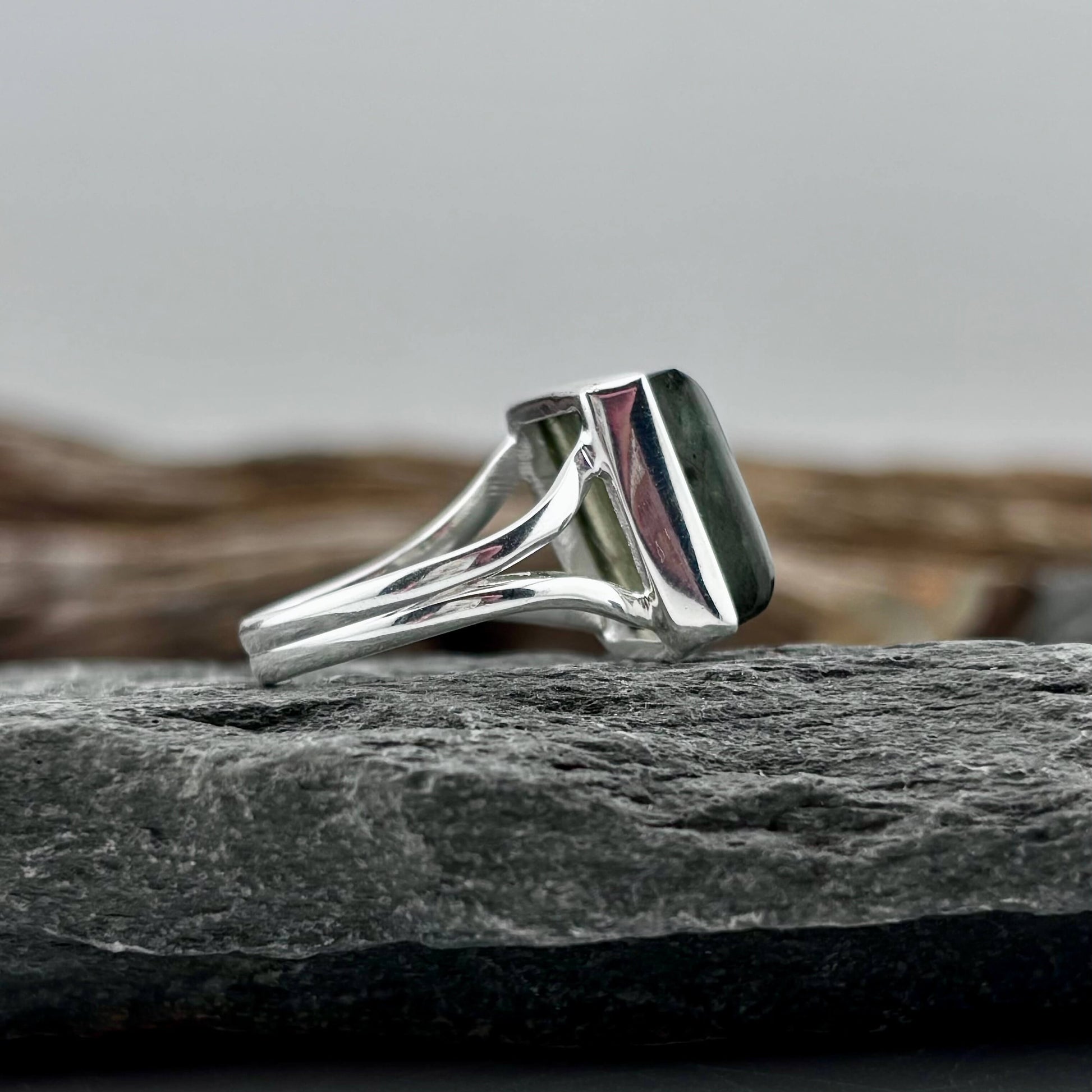 Blue Fire Labradorite Square set Ring Sz 8