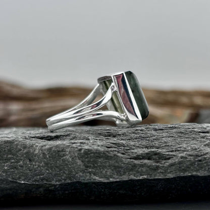 Blue Fire Labradorite Square set Ring Sz 8