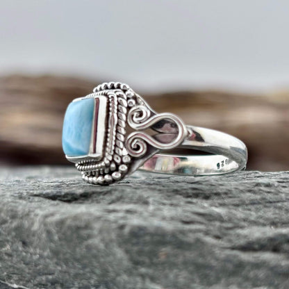 Larimar Ring - Handmade - Sterling Silver .925 (SZ 8)