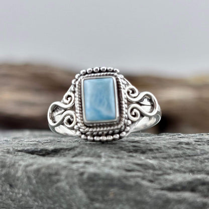Larimar Ring - Handmade - Sterling Silver .925 (SZ 8)