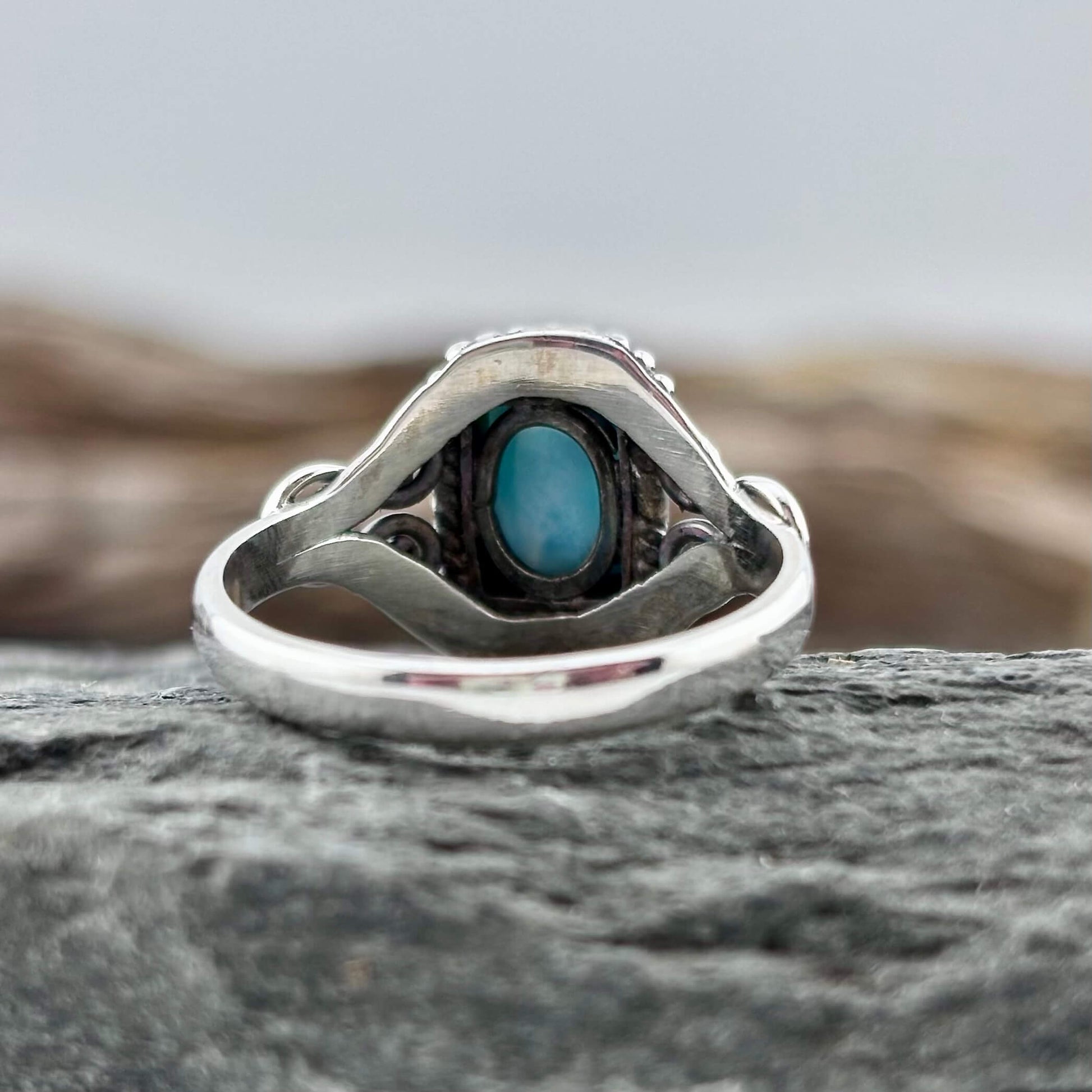 Larimar Ring - Handmade - Sterling Silver .925 (SZ 8)
