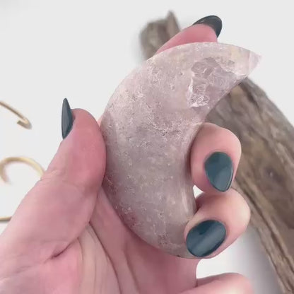 Brazilian Pink Amethyst Moon on Stand - 104 grams