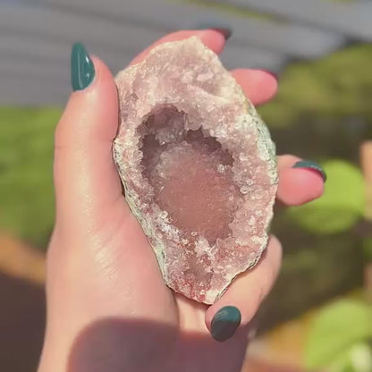 Brazilian Pink Amethyst Natural Sparkly Druzy Freeform Geode - 190 grams