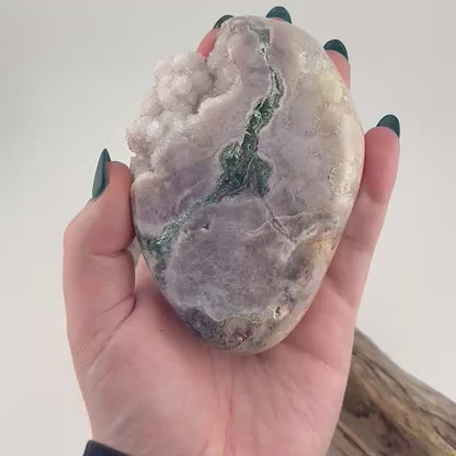 Brazilian Pink / Lavender Amethyst W Green Jasper Slab - 350 grams