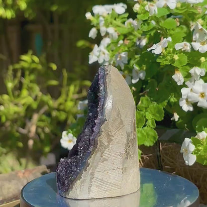 Brazilian AAA+ Blackberry Rainbow Amethyst Druzy w Agate Cut Base -  464 grams