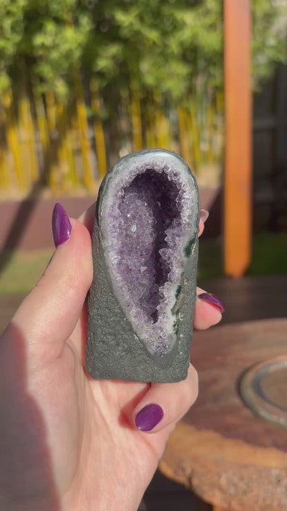 Unique Mini Perfect Uruguayan AAA+ Amethyst Cathedral Geode - 0.153 kgs / H 9cm