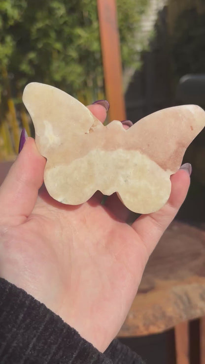 Brazilian Pink Amethyst Druzy Polished Butterfly - 200 grams / 10 cms