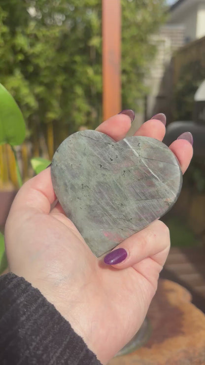 Labradorite Carved Heart  - 150 grams