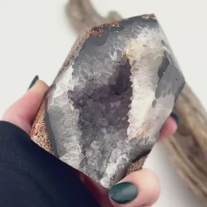 Brazilian Black Agate Tower Geode - 0.346 kgs