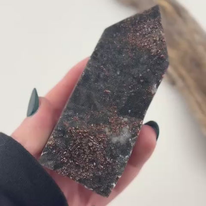 Natural Sphalerite and Garnet Druzy Tower - 171 grams / 8.5 cm