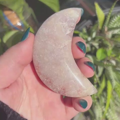 Brazilian Pink Amethyst Moon on Stand - 104 grams