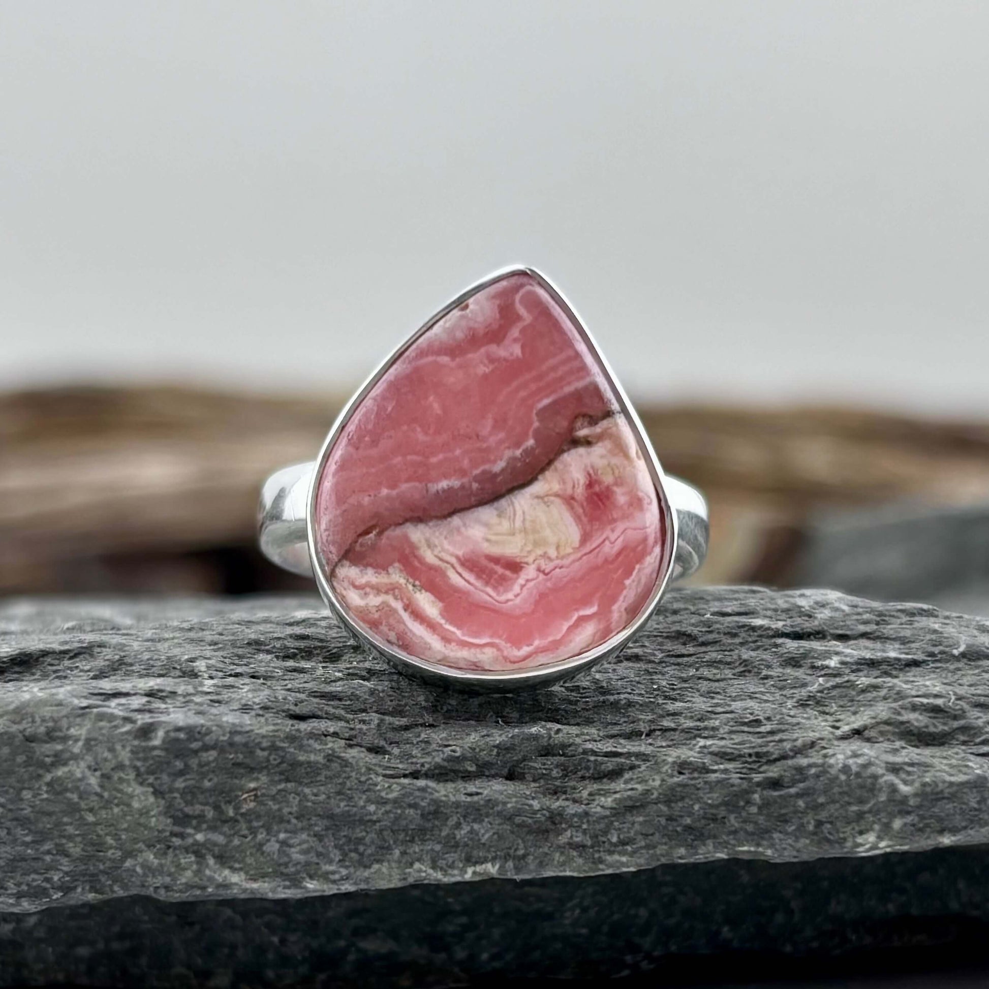 Rhodochrosite Ring - Handmade - Sterling Silver .925 (SZ 10)
