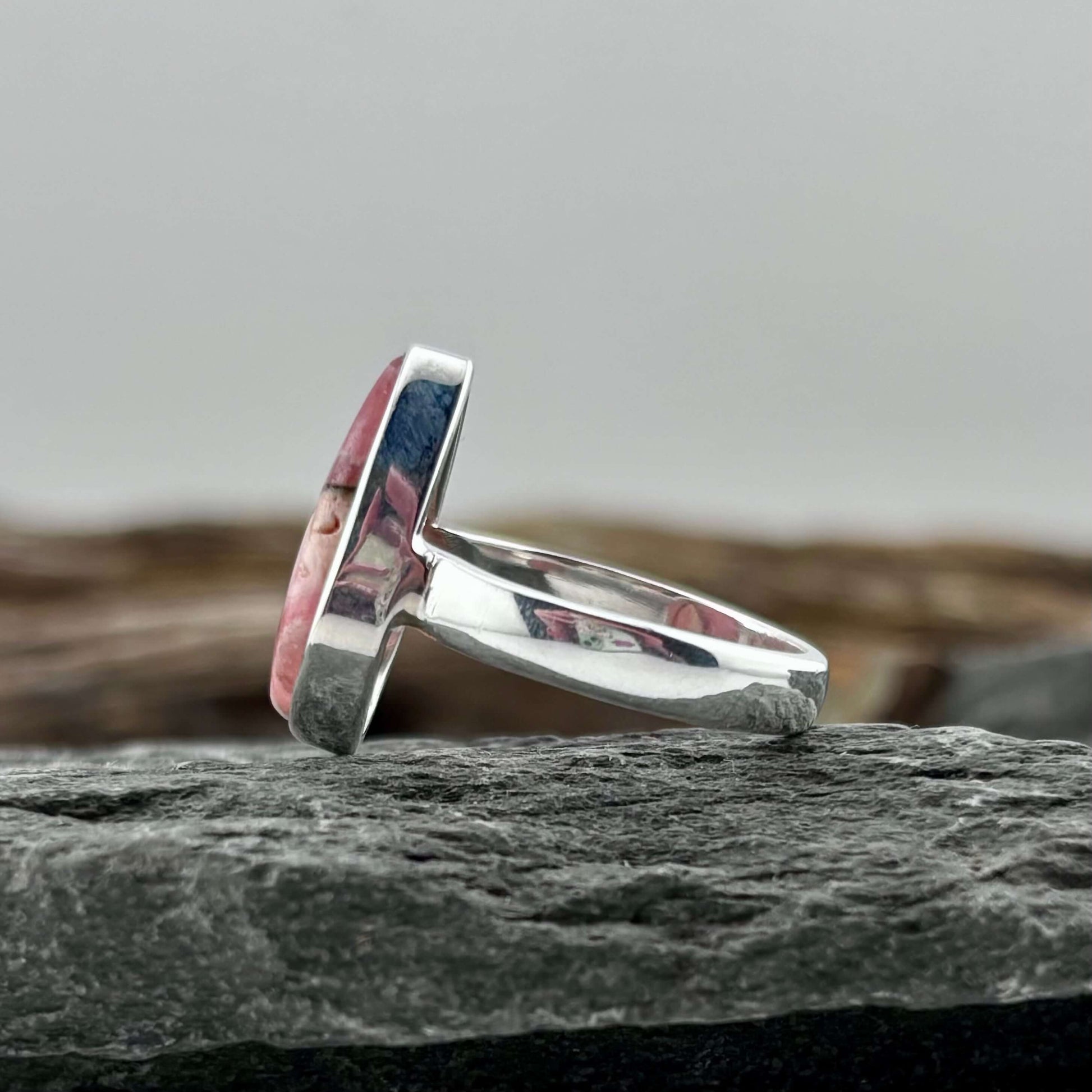 Rhodochrosite Ring - Handmade - Sterling Silver .925 (SZ 10)