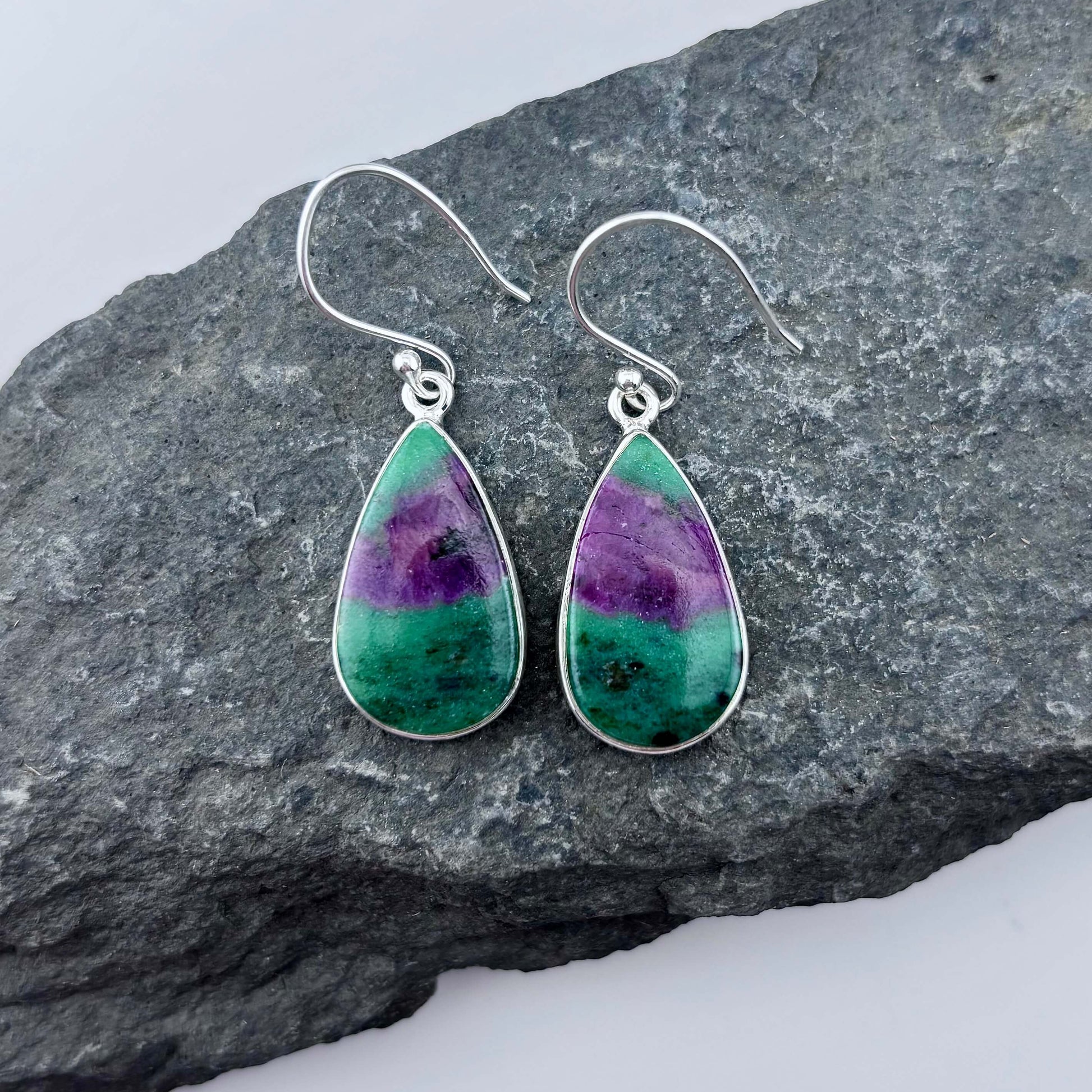 ruby zoisite earrings sterling silver