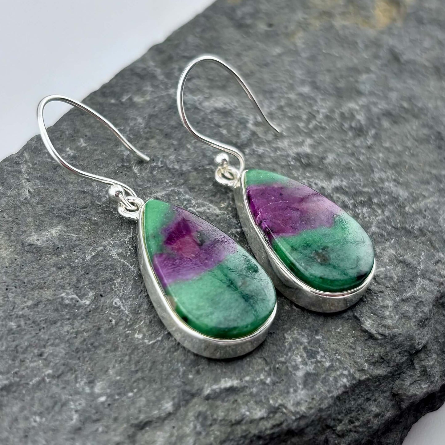 ruby zoisite earrings sterling silver