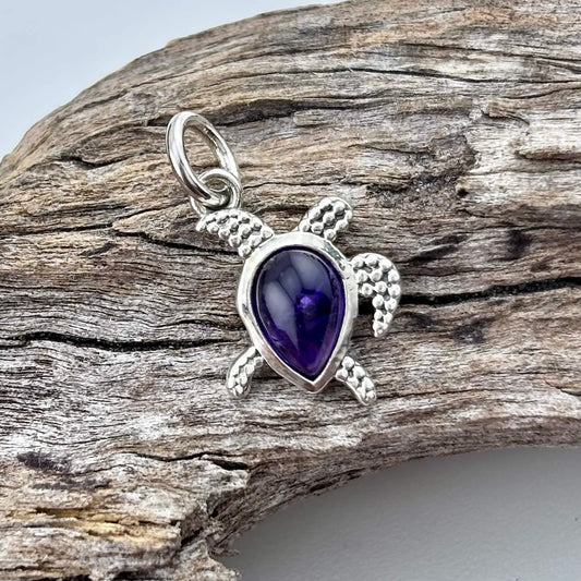 Amethyst Turtle Pendant Sterling Silver .925